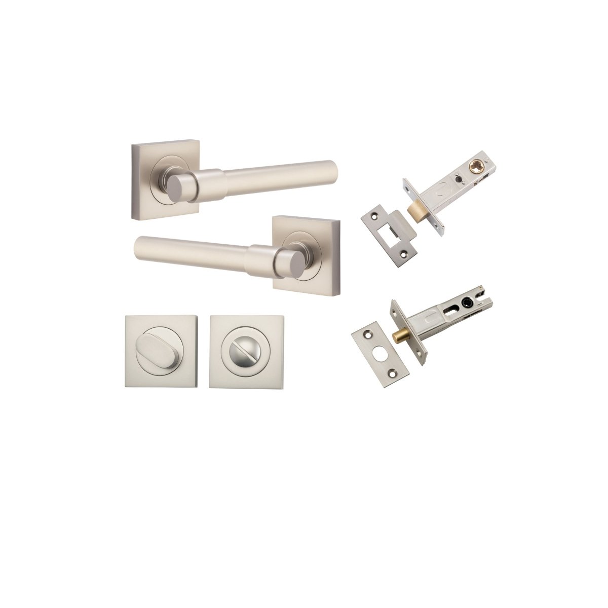 Helsinki Lever - Square Rose - Entry Point - Iver - Satin Nickel - Door Levers