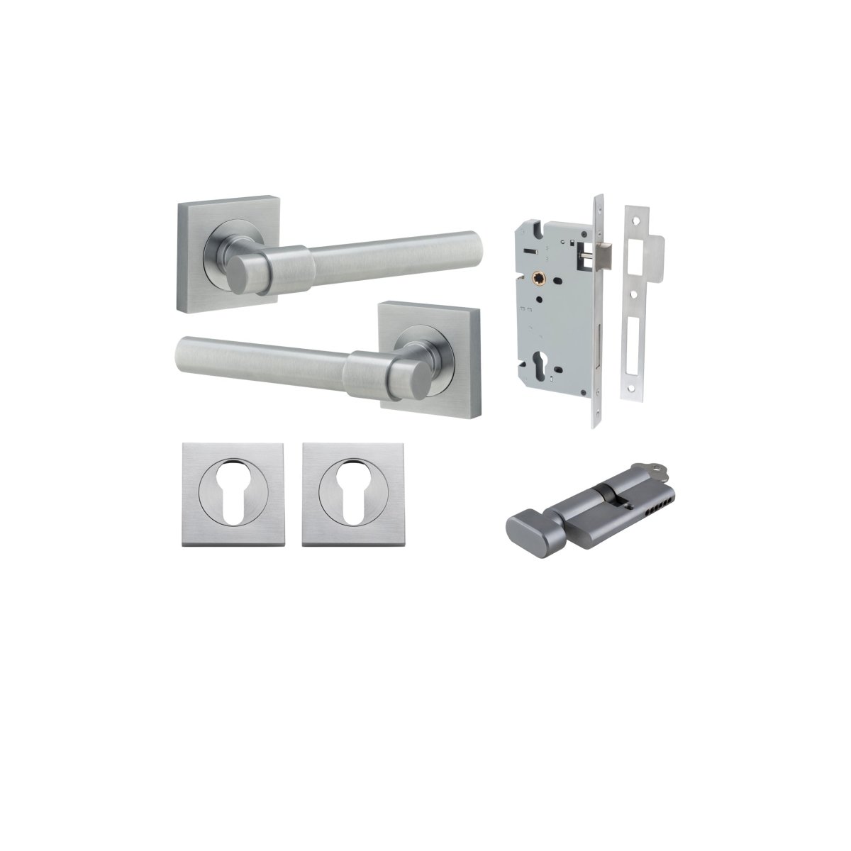 Helsinki Lever - Square Rose - Entry Point - Iver - Brushed Chrome - Door Levers