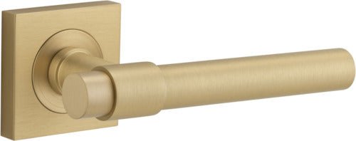 Helsinki Lever - Square Rose - Entry Point - Iver - Brushed Brass - Door Levers