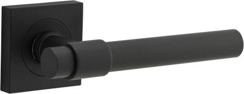 Helsinki Lever - Square Rose - Entry Point - Iver - Matt Black - Door Levers