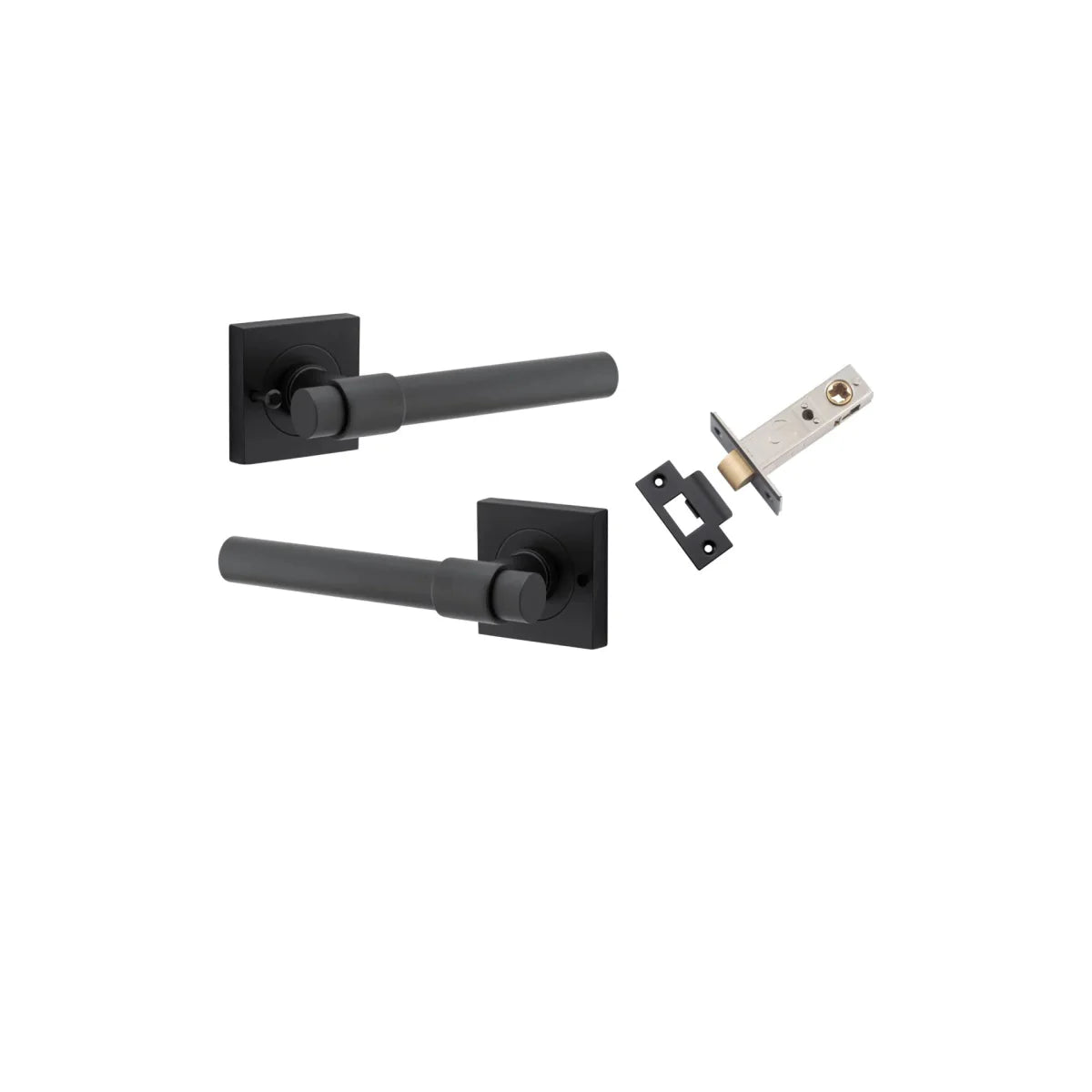 Helsinki Lever - Square Rose - Entry Point - Iver - Matt Black - Door Levers