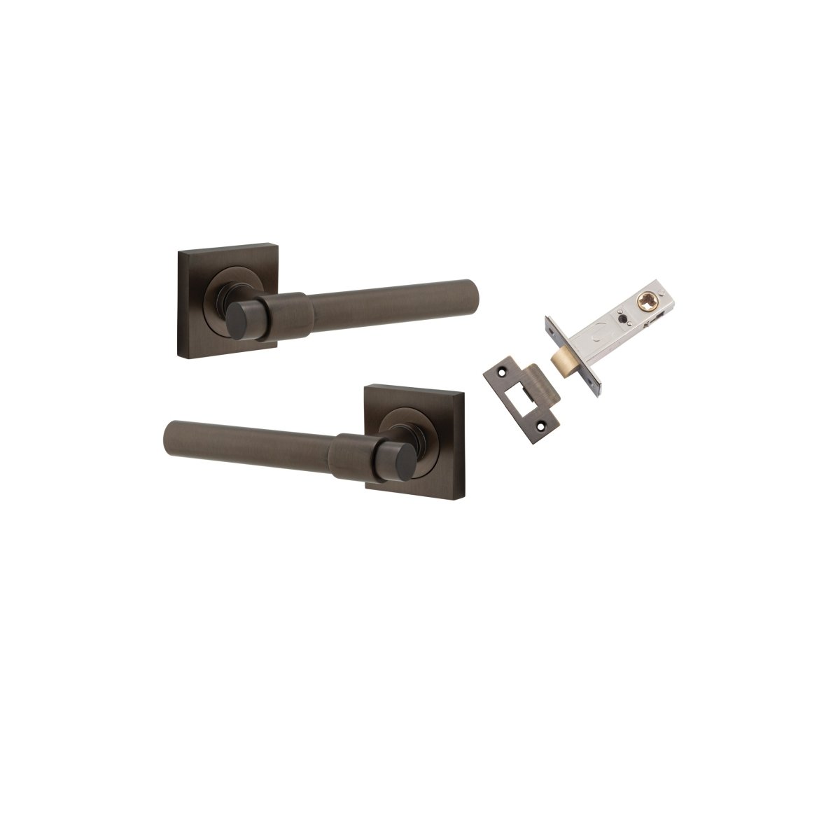 Helsinki Lever - Square Rose - Entry Point - Iver - Signature Brass - Door Levers