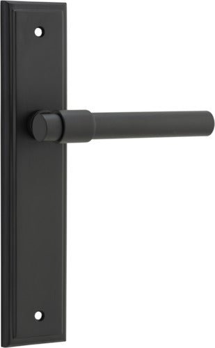 Helsinki Lever - Stepped Backplate - Entry Point - Iver - Matt Black - Door Levers