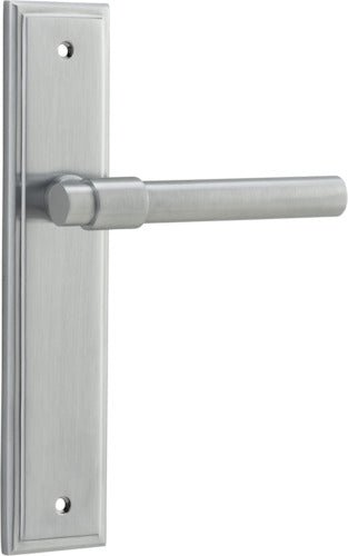 Helsinki Lever - Stepped Backplate - Entry Point - Iver - Brushed Chrome - Door Levers