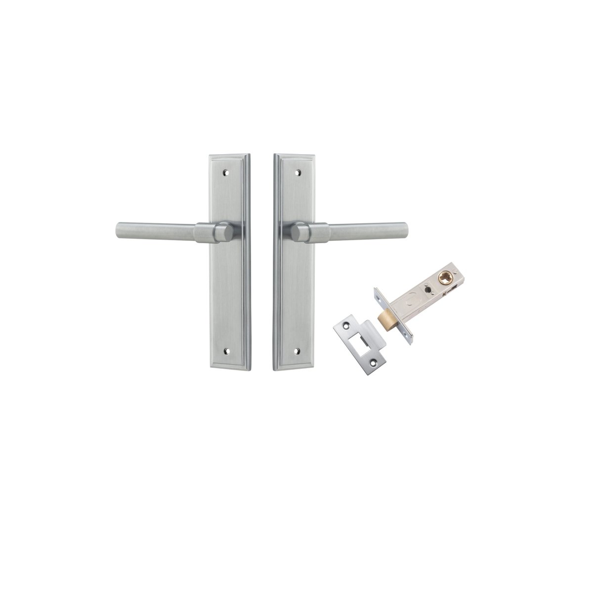 Helsinki Lever - Stepped Backplate - Entry Point - Iver - Brushed Chrome - Door Levers