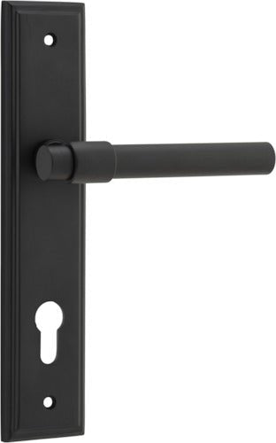 Helsinki Lever - Stepped Backplate - Entry Point - Iver - Matt Black - Door Levers