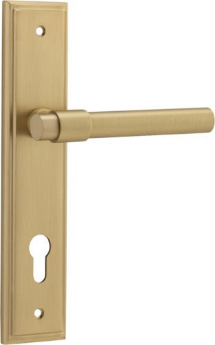 Helsinki Lever - Stepped Backplate - Entry Point - Iver - Brushed Brass - Door Levers