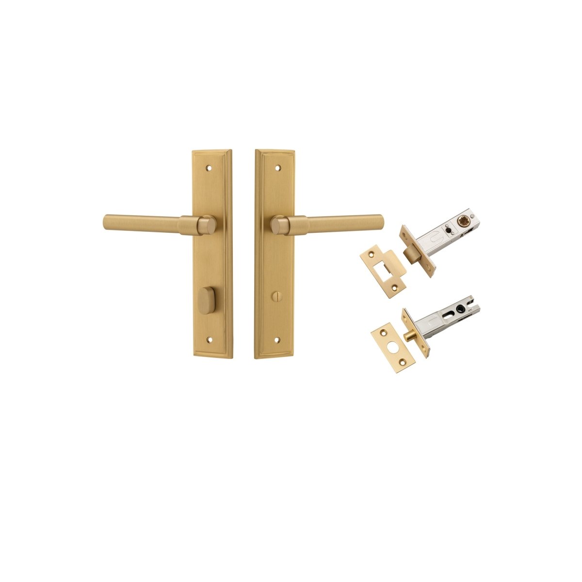 Helsinki Lever - Stepped Backplate - Entry Point - Iver - Brushed Brass - Door Levers