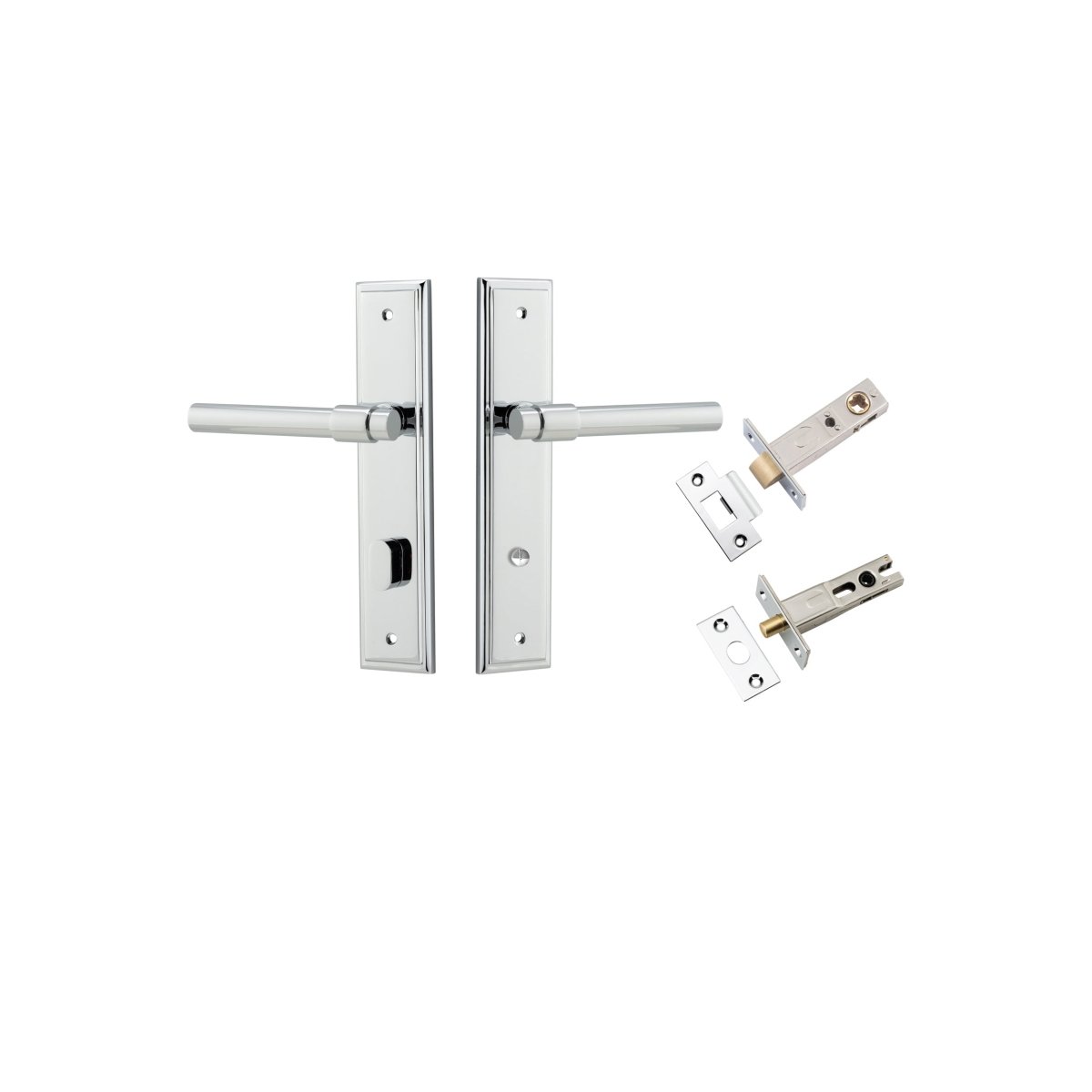 Helsinki Lever - Stepped Backplate - Entry Point - Iver - Polished Chrome - Door Levers