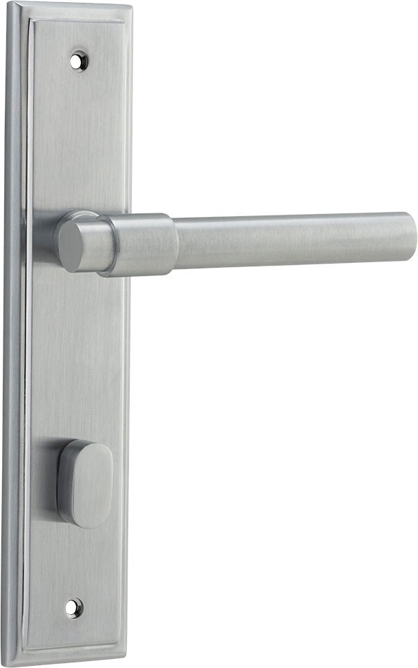 Helsinki Lever - Stepped Backplate - Entry Point - Iver - Brushed Chrome - Door Levers