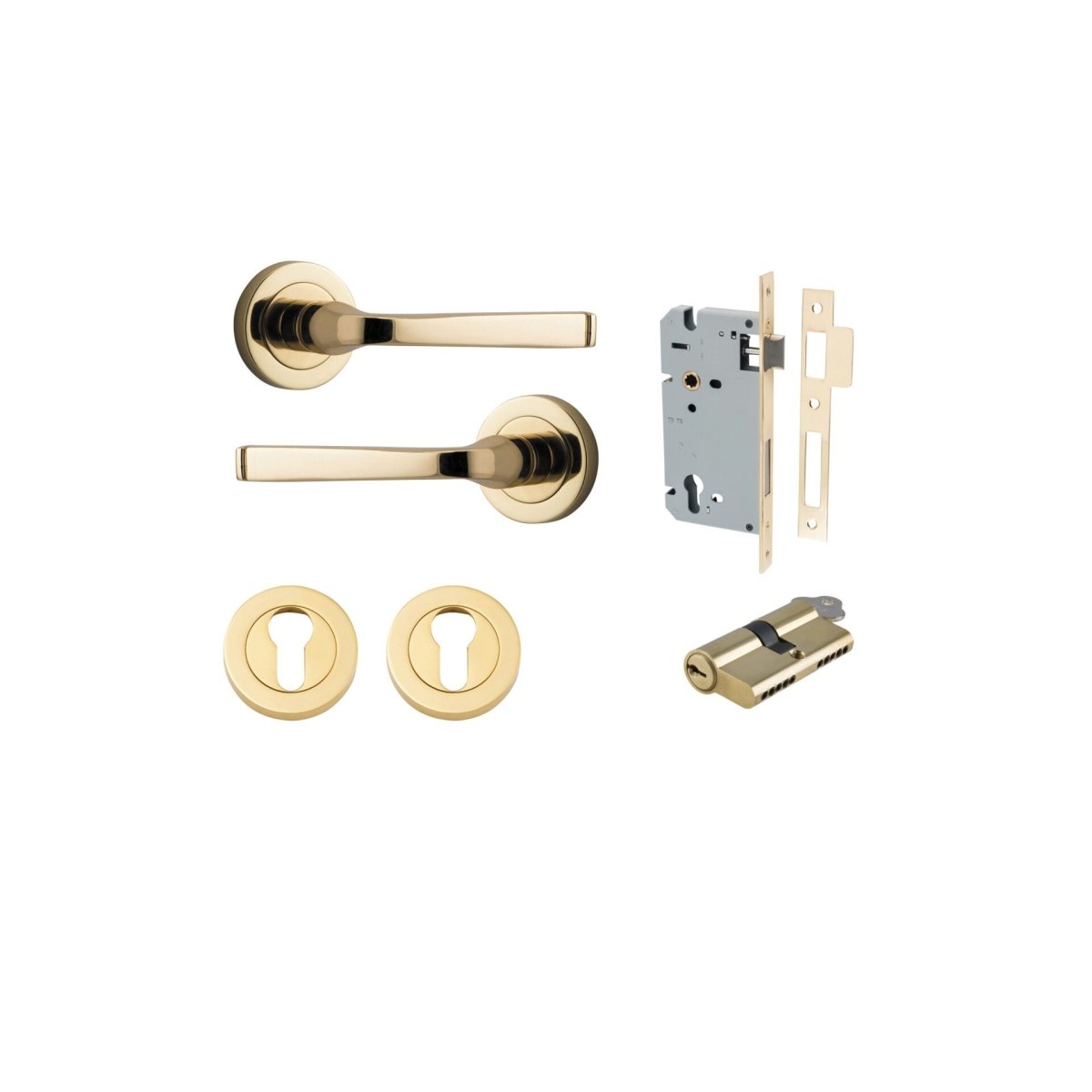 IVER Annecy Solid Brass Round Rose Door Handle – Multiple Finishes Available - Entry - Point - 0320KENTR60KK - Iver