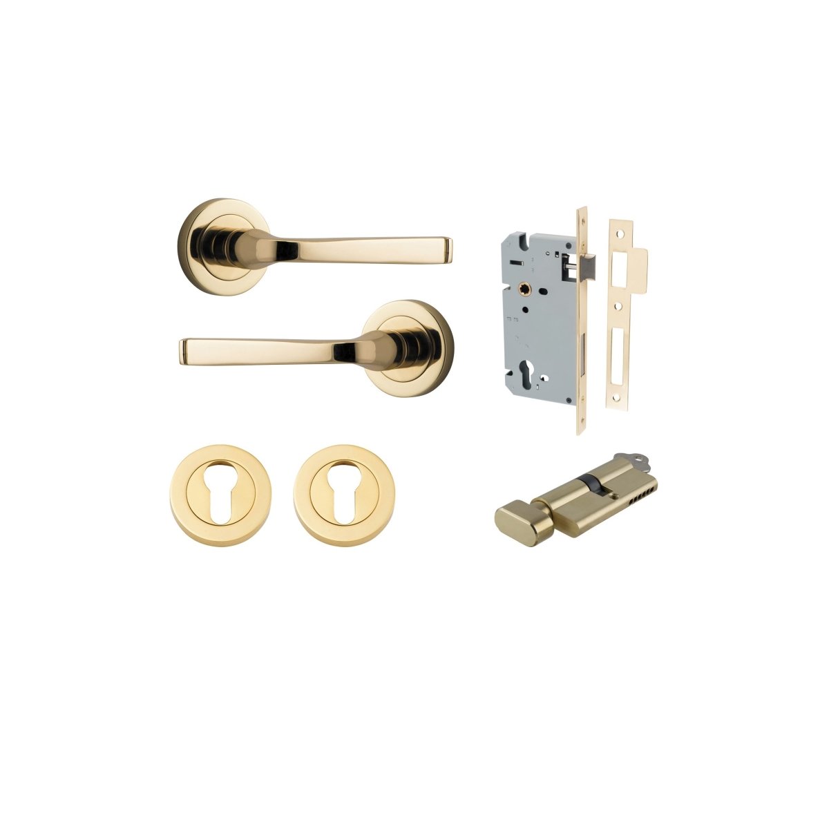 IVER Annecy Solid Brass Round Rose Door Handle – Multiple Finishes Available - Entry - Point - 0320KENTR60KT - Iver