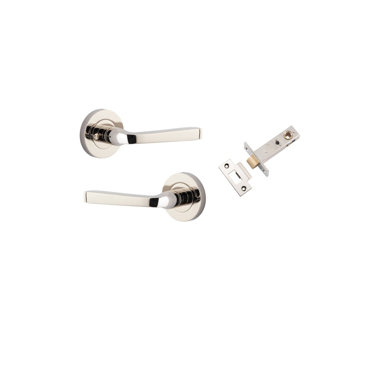 IVER Annecy Solid Brass Round Rose Door Handle – Multiple Finishes Available - Iver - Polished Nickel - Door Levers