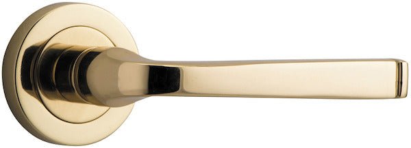 IVER Annecy Solid Brass Round Rose Door Handle – Multiple Finishes Available - Iver - Polished Brass - Door Levers