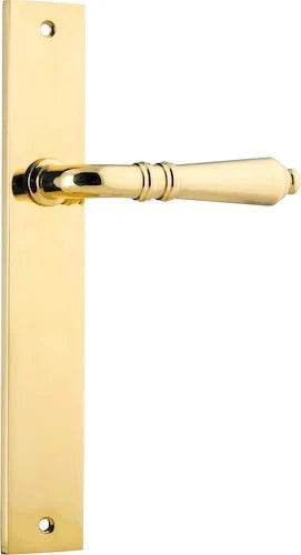 IVER Sarlat Solid Brass Rectangular Plate Door Handle – Multiple Finishes Available - Entry Point - Iver - Polished Brass - Door Levers