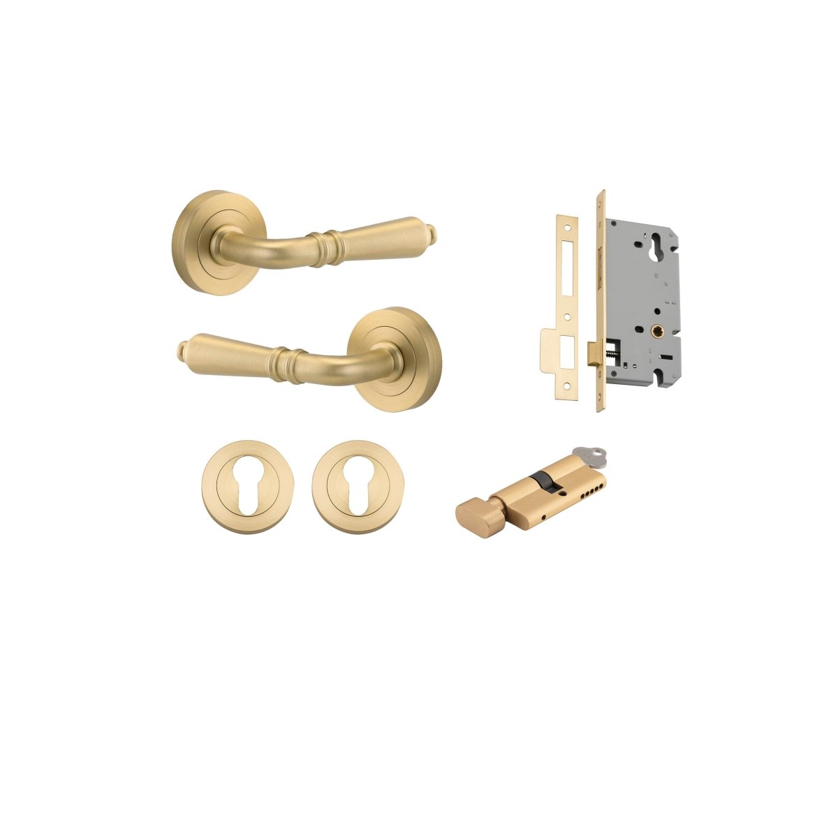 IVER Sarlat Solid Brass Round Rose Door Handle – Multiple Finishes Available - Entry - Point - 16260KENTR60KT - Iver