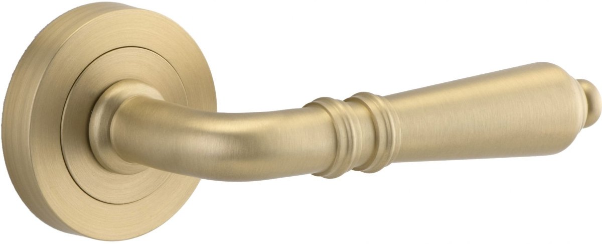 IVER Sarlat Solid Brass Round Rose Door Handle – Multiple Finishes Available - Entry - Point - 16260KPASS60 - Iver