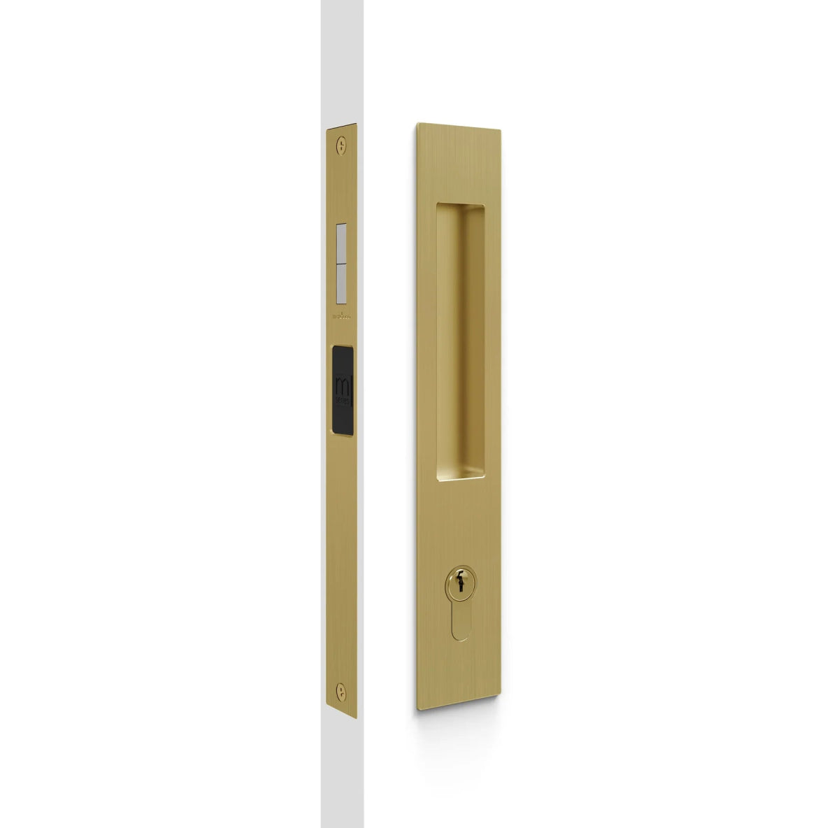 M Series Flush Pull Lock Set By Mardeco - Satin Brass - Entry - Point - BRS8104/SET+BRS8500/38KA1 - Mardeco