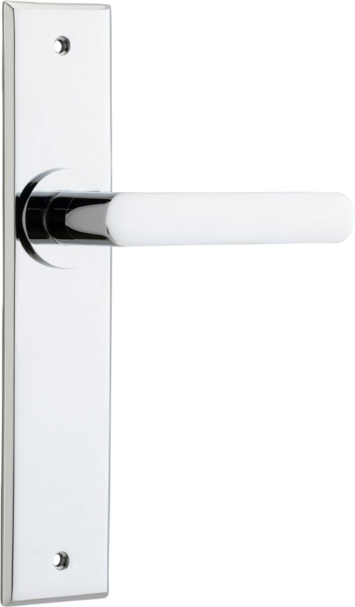 Osaka Lever - Chamfered Backplate - Entry Point - Iver - Polished Chrome - Door Levers