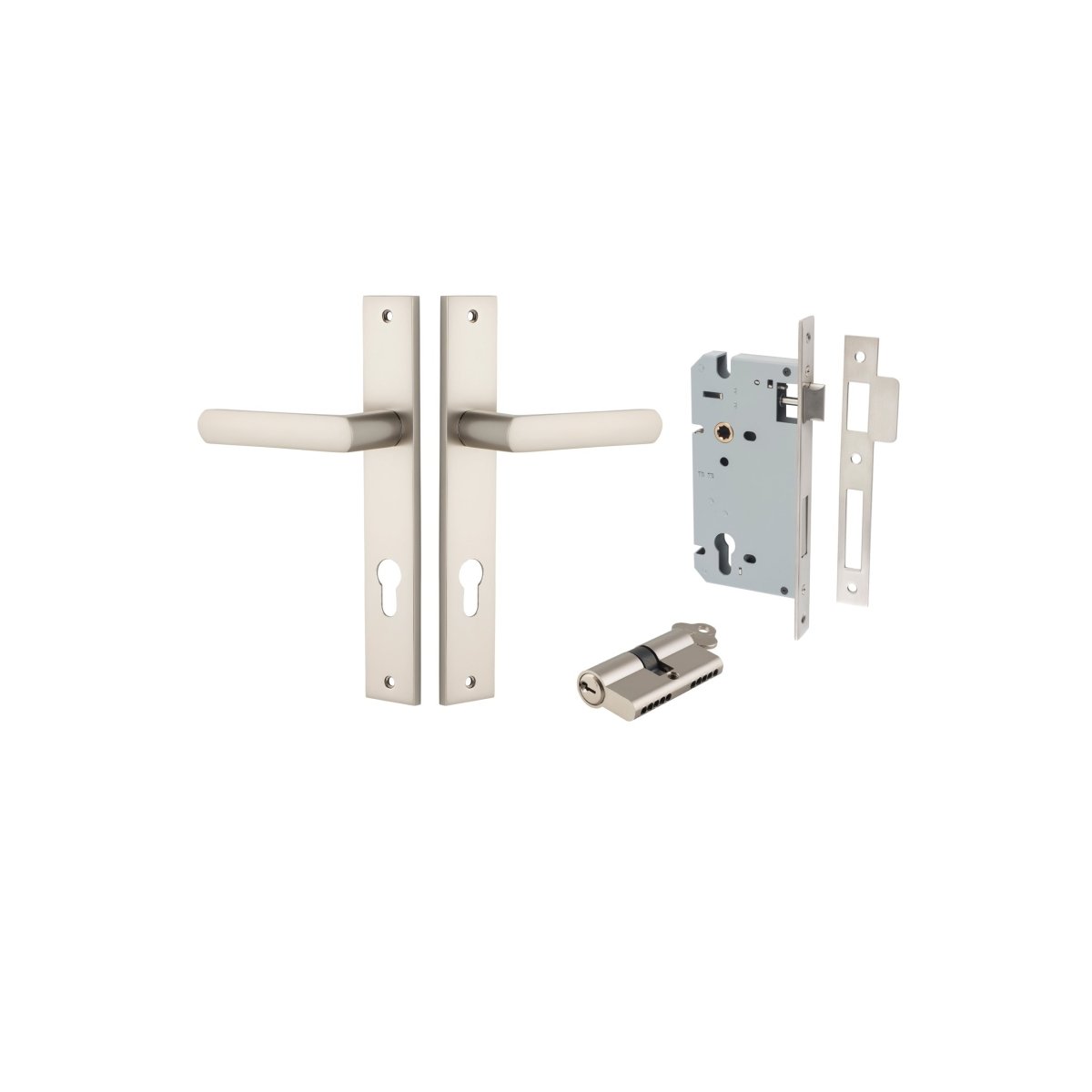 Osaka Lever - Rectangular Backplate - Entry Point - Iver - Satin Nickel - Door Levers