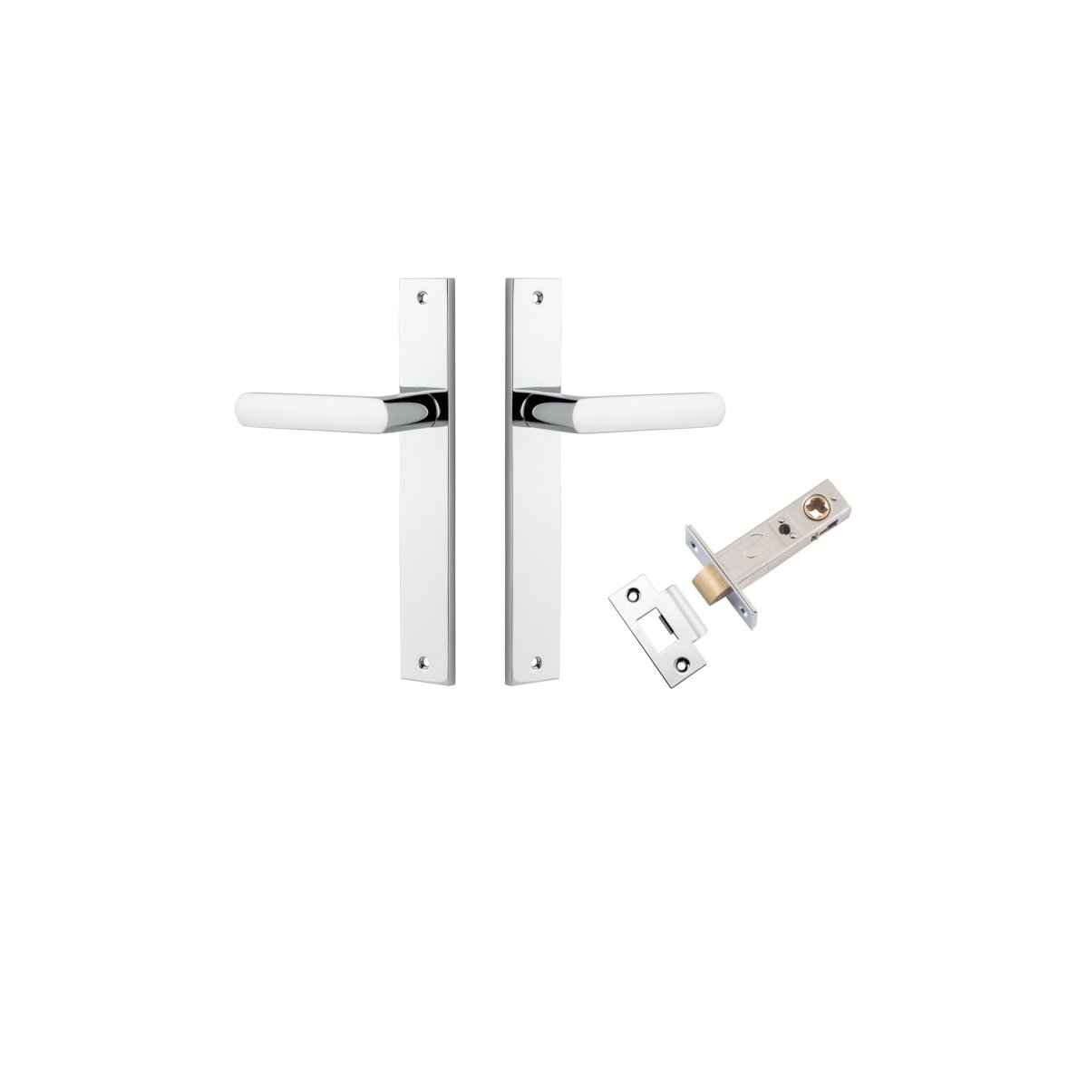 Osaka Lever - Rectangular Backplate - Entry Point - Iver - Polished Chrome - Door Levers