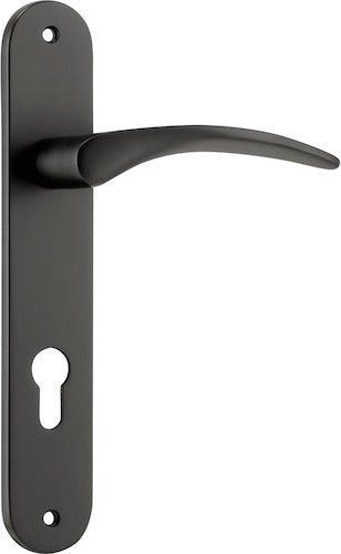 Oxford Lever - Oval Backplate - Entry Point - Iver - Matt Black - Door Levers