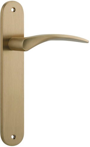 Oxford Lever - Oval Backplate - Entry Point - Iver - Signature Brass - Door Levers