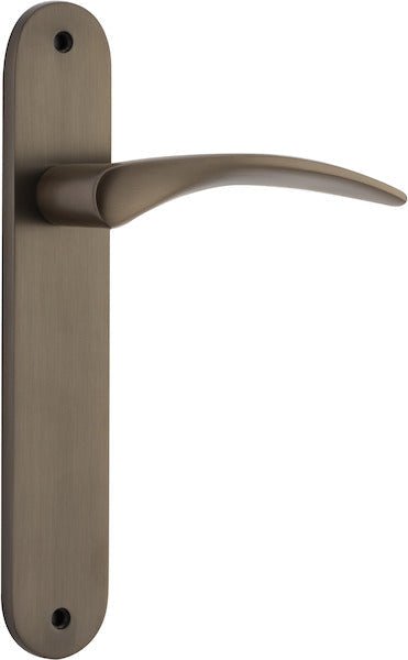 Oxford Lever - Oval Backplate - Entry Point - Iver - Signature Brass - Door Levers