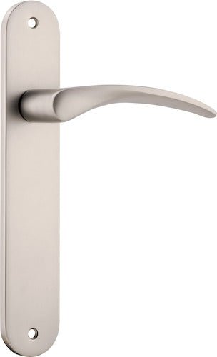 Oxford Lever - Oval Backplate - Entry Point - Iver - Satin Nickel - Door Levers