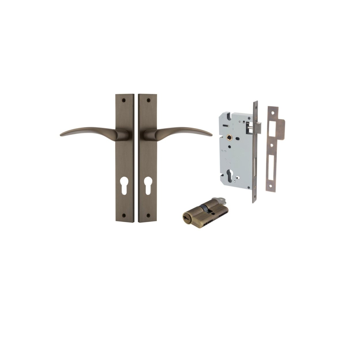 Oxford Lever - Rectangular Backplate - Entry Point - Iver - Signature Brass - Door Levers