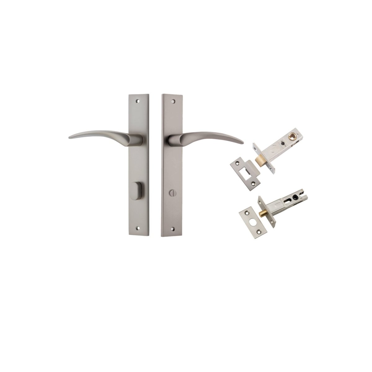 Oxford Lever - Rectangular Backplate - Entry Point - Iver - Satin Nickel - Door Levers