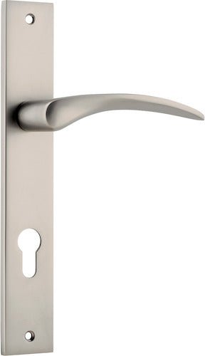 Oxford Lever - Rectangular Backplate - Entry Point - Iver - Satin Nickel - Door Levers