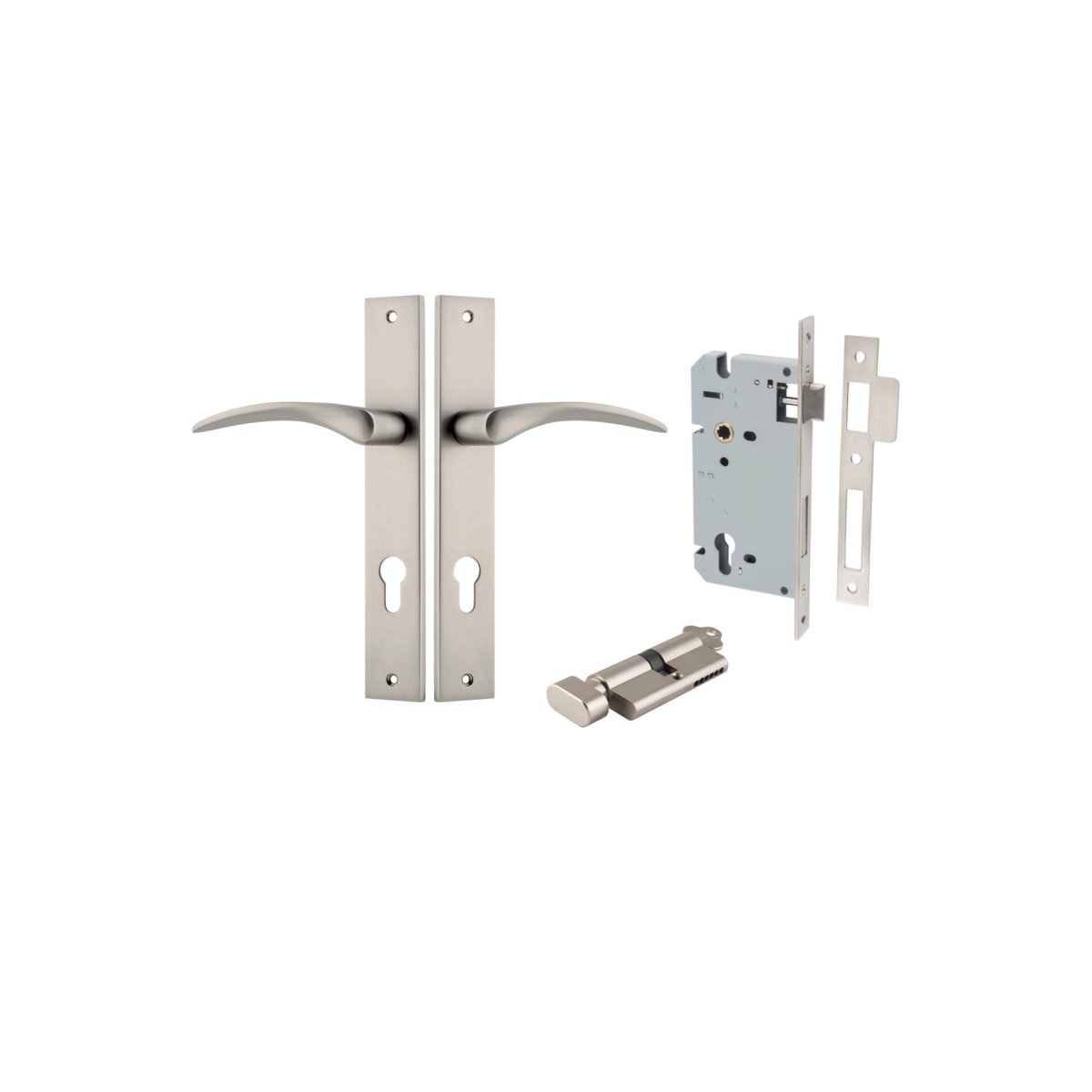 Oxford Lever - Rectangular Backplate - Entry Point - Iver - Satin Nickel - Door Levers