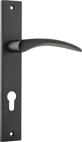 Oxford Lever - Rectangular Backplate - Entry Point - Iver - Matt Black - Door Levers