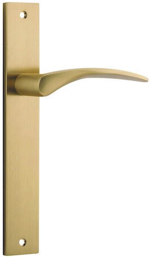 Oxford Lever - Rectangular Backplate - Entry Point - Iver - Brushed Brass - Door Levers