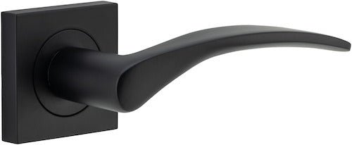 Oxford Lever - Square Rose - Entry Point - Iver - Matt Black - Door Levers