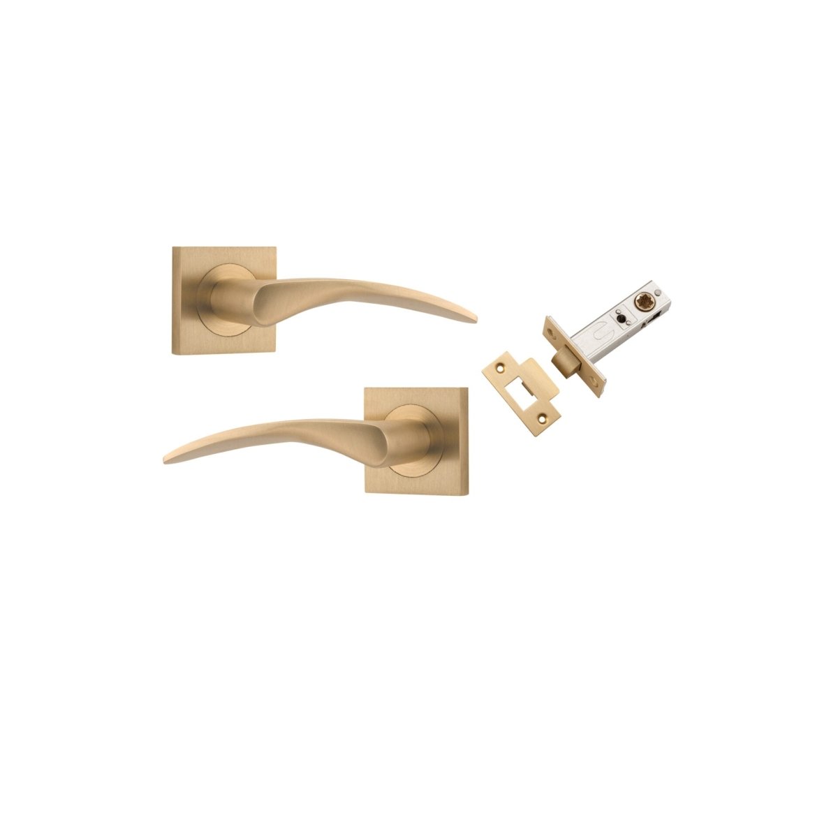 Oxford Lever - Square Rose - Entry Point - Iver - Brushed Brass - Door Levers