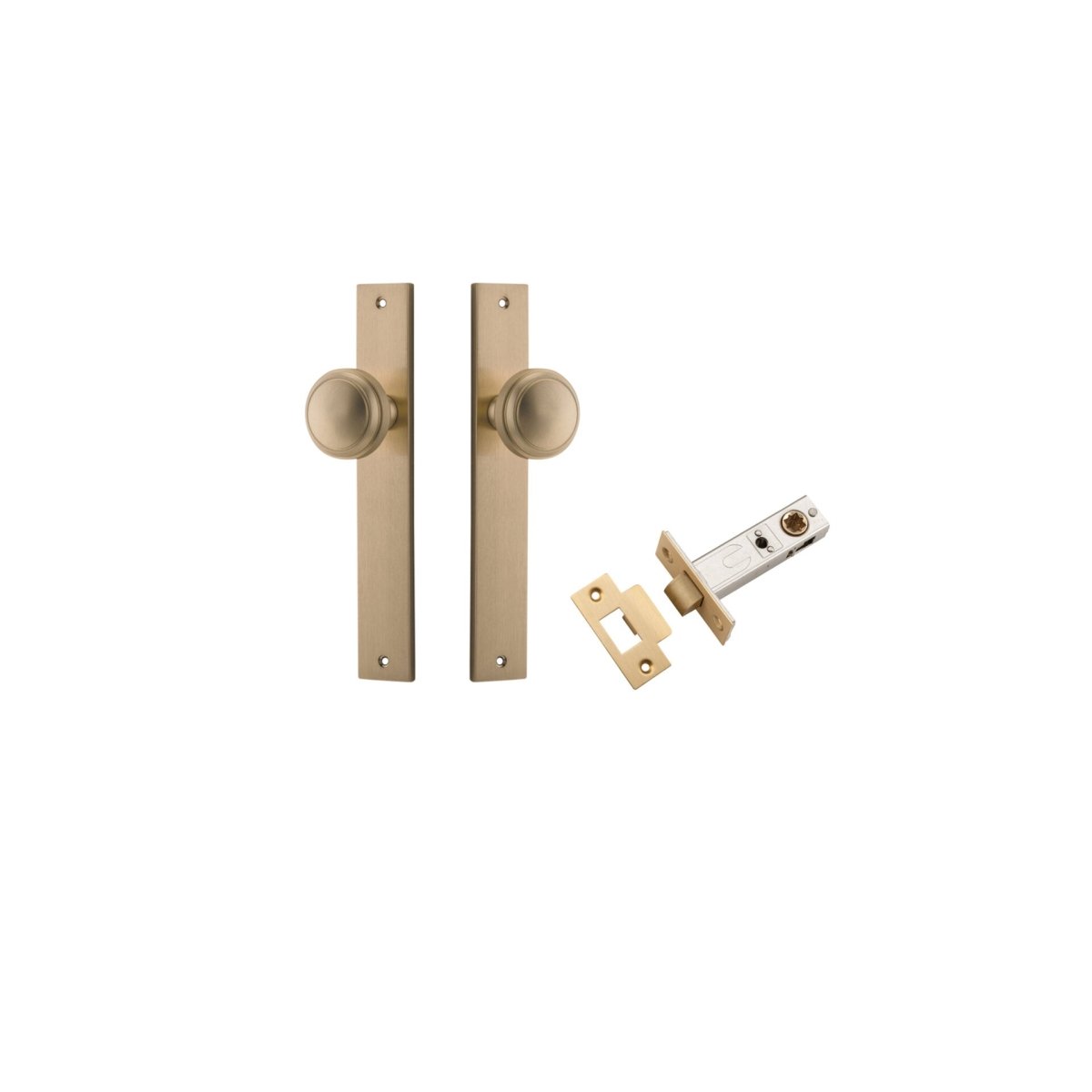 Paddington Knob - Rectangular Backplate - Entry Point - Iver - Brushed Brass - Door Knobs