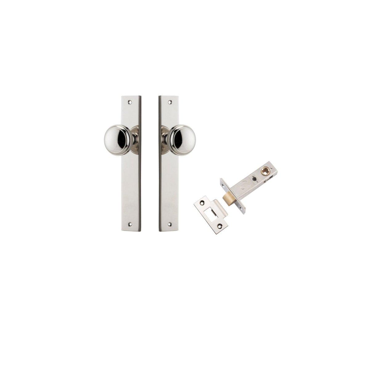 Paddington Knob - Rectangular Backplate - Entry Point - Iver - Polished Nickel - Door Knobs