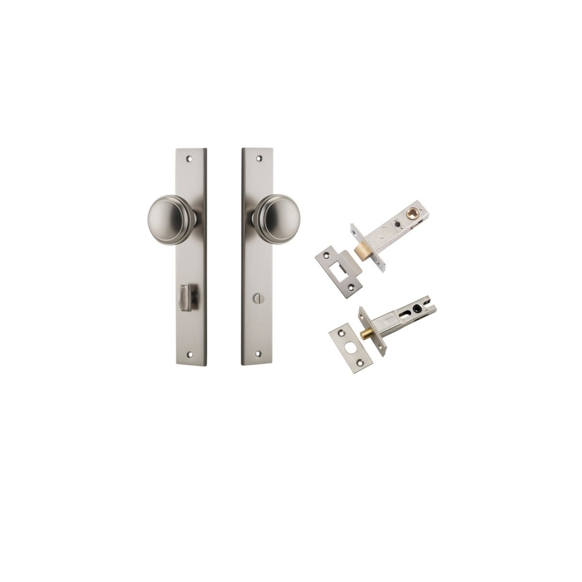 Paddington Knob - Rectangular Backplate - Entry Point - Iver - Satin Nickel - Door Knobs