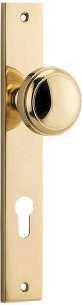 Paddington Knob - Rectangular Backplate - Entry Point - Iver - Polished Brass - Door Knobs