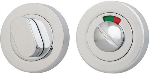 Round Privacy Turn with Indicator - Entry Point - Iver - Polished Chrome - Tube Latches & Bolts