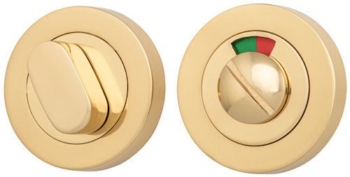 Round Privacy Turn with Indicator - Entry Point - Iver - Polished Brass - Tube Latches & Bolts