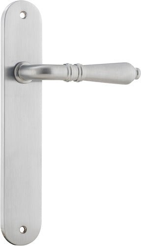 Sarlat Lever - Oval Backplate - Entry Point - Iver - Brushed Chrome - Door Levers