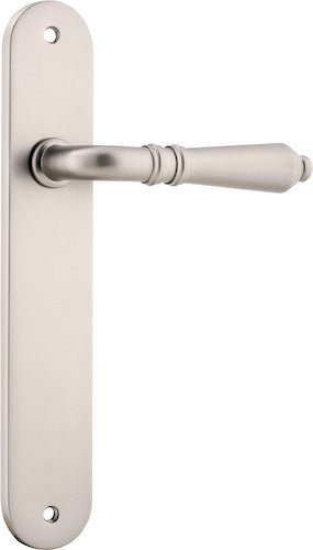 Sarlat Lever - Oval Backplate - Entry Point - Iver - Satin Nickel - Door Levers