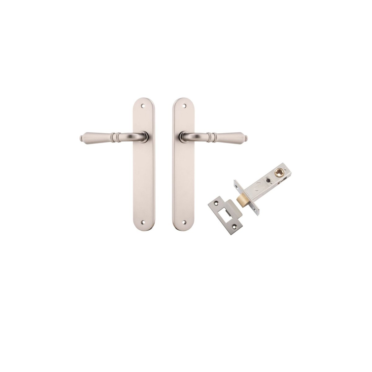 Sarlat Lever - Oval Backplate - Entry Point - Iver - Satin Nickel - Door Levers