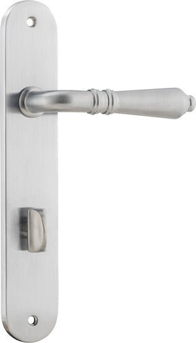 Sarlat Lever - Oval Backplate - Entry Point - Iver - Brushed Chrome - Door Levers