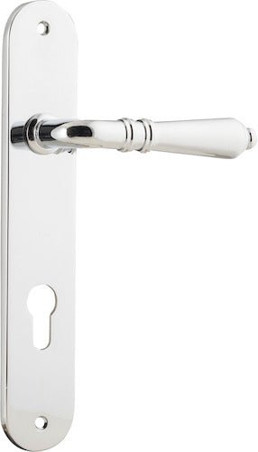 Sarlat Lever - Oval Backplate - Entry Point - Iver - Polished Chrome - Door Levers