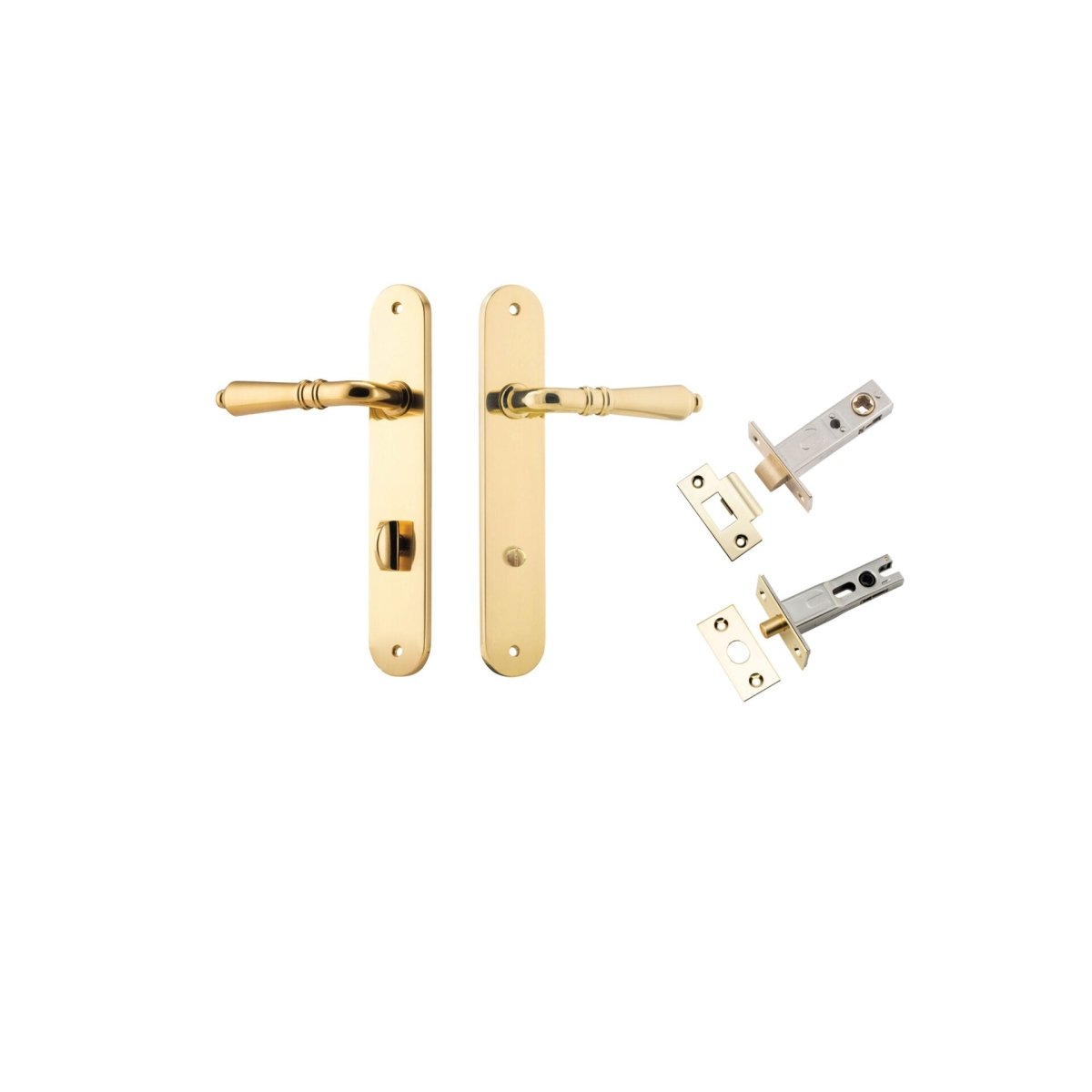 Sarlat Lever - Oval Backplate - Entry Point - Iver - Polished Brass - Door Levers