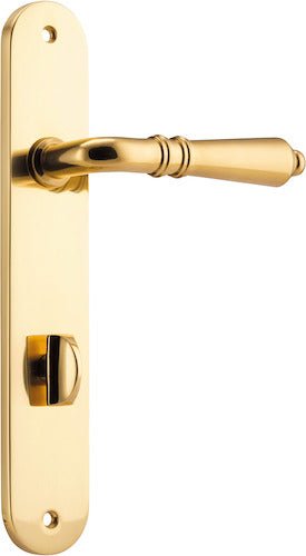 Sarlat Lever - Oval Backplate - Entry Point - Iver - Polished Brass - Door Levers